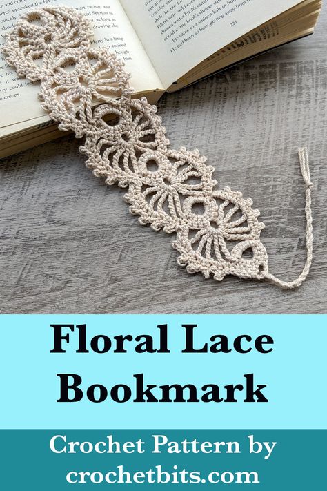 Crochet Floral Lace Bookmark Pattern Crochet Lace Bookmark, Bookmark Crochet Pattern, Crochet Bookmarks Free Patterns, Lace Bookmark, Crochet Craft Fair, Crochet Baby Projects, Bookmark Crochet, Bookmark Pattern, Crochet Bookmark Pattern