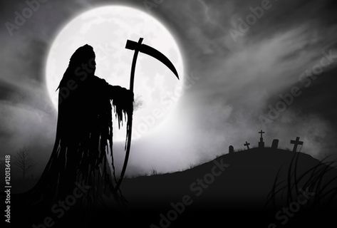 Graveyard At Night, Halloween Silhouettes, Easy Canvas Painting, Halloween Deco, Evil Spirits, Halloween Projects, Grim Reaper, Graveyard, Dark Art