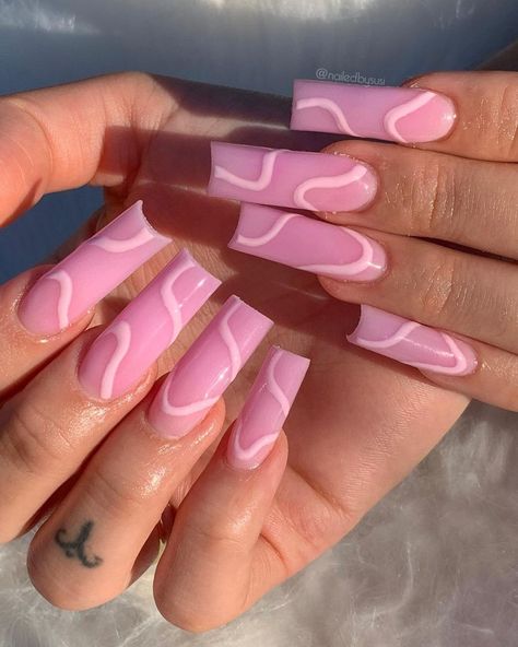 Susi Cabrera Cervantes on Instagram: “Pink swirls💕 will be responding to my dms by tonight, thank you for being patient! • • • #661nails #nailsofinstagram #nails…” Pink Nails With Swirls, Nails With Swirls, Pink Swirl Nails, Baby Pink Nails, Long Acrylic, Pink Swirls, Nail Inspiration, Long Acrylic Nails, Acrylic Nail Designs