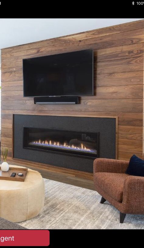 Wood Feature Wall With Fireplace, Electric Fireplace With Built In Tv, Maple Fireplace Surround, Shiplack Fireplace Wall, Asymmetrical Fireplace Wall With Tv, Wood Wall With Fireplace, Wood Fireplace Tv Wall, Wood Wall Behind Tv, Linear Fireplace Ideas