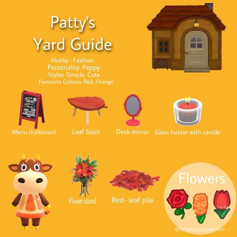 Animal Crossing Yard Guide Patty, Acnh Yard Guide Patty, Billy Yard Guide Acnh, Acnh Tammy Yard Guide, Acnh Patty's Yard Guide, Reneigh Yard Guide Acnh, Animal Crossing Villager Yard Guide, Acnh Villagers Yard, Yard Guide Animal Crossing