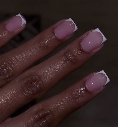 Biab Natural Nail Designs, French Manicure Bubble Bath, Deep French Nails Short, Short Classy Nails Square Oval, Shorties Nails French Tip, Wide Square Nails, Bubble Bath French Nails, Pretty Pink Nails Short, Fingernail Designs For Short Nails