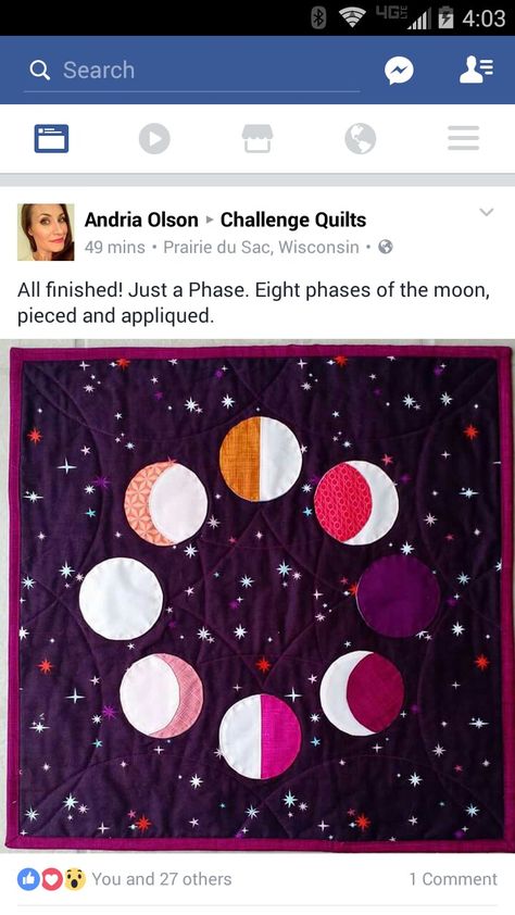 Quilt Applique, Snow House, Circle Quilts, House Quilts, Moon Phases, Quilting, Geek Stuff, Moon