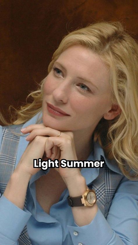 Is Cate Blanchett a Light Summer? See how her features fit the Light Summer color season and get style tips based on her color palette. Summer Palette Clothes, Summer Color Season, Light Summer Palette, Color Season Analysis, Season Analysis, Light Summer Color Palette, Body Shape Guide, Colour Psychology, Summer Palette