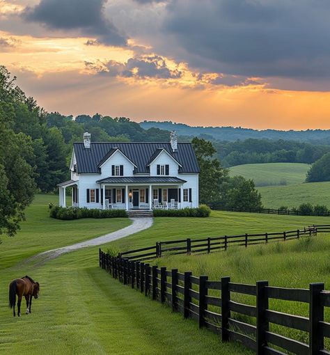 House Wrap Around Porch, House With Wrap Around Porch, Dream Family Home, House With Land, Big Porch, Southern Farmhouse, Cute Houses, Dream Country, Farm Lifestyle