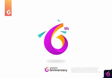 Number 6 logo icon design, 6th birthday ... | Premium Vector #Freepik #vector #5-logo #7-years #art-logo #number-logo 6 Logo Number, 6 Logo Design Number, 5 Logo Design Number, Ant Logo, 6 Logo, Birthday Logo, Number Logo, Logo Icon Design, Logo Number