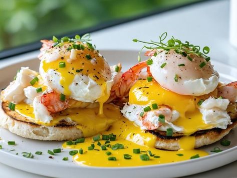 This Lobster Eggs Benedict Made My Mother-in-Law Finally Stop Talking 🍳 - NewsBreak Shrimp Eggs Benedict, Lobster Eggs Benedict, Lobster Eggs, Huevos Rancheros Recipe, Buttermilk Fried Chicken, Lobster Meat, Food Content, Culinary School, Autumn Scenes