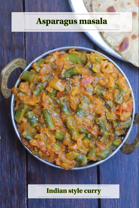 Asparagus masala, asparagus curry, indian curry Asparagus Curry, How To Make Asparagus, Recipes Asparagus, Dry Curry, Best Indian Recipes, Curry Indian, Indian Curries, Easy Indian Recipes, Asparagus Salad