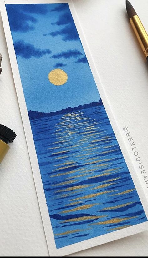 Book Mark Painting Ideas Easy, Painting Ideas Bookmark, Easy Bookmarks Painting, Bookmark Painting Ideas Watercolor, Watercolor Art Bookmarks, Painted Book Marks, Book Mark Painting Ideas, Easy Watercolor Bookmark Ideas, Mini Watercolor Paintings Easy