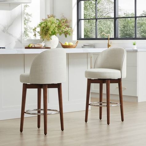 Elaine 26 inch Swivel Counter Height Bar Stools Set of 2 - On Sale - Bed Bath & Beyond - 39718442 Bar Stools At Kitchen Island, Swivel Stools For Kitchen Island, Low Back Swivel Counter Stools, Counter Stools With Backs Swivel, Kitchen Stools For Island, Barstools In Kitchen, Mid Century Modern Bar Stools, Philly Apartment, Texas Apartment