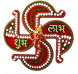 Ganesh Sticker, Swastik Design, Rangoli Decoration, Subh Labh, Hindu Symbol, Weld Art, Designs Rangoli, Kundan Rangoli, Shubh Labh