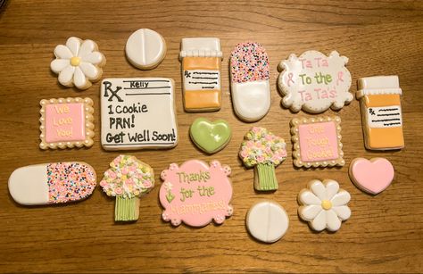 Surgery Cookies Decorated, Mastectomy Cookies, Get Well Cookies, Mastectomy Party, S Cookies, Cookies Decorated, Cute Cakes, Decorated Cookies, Get Well