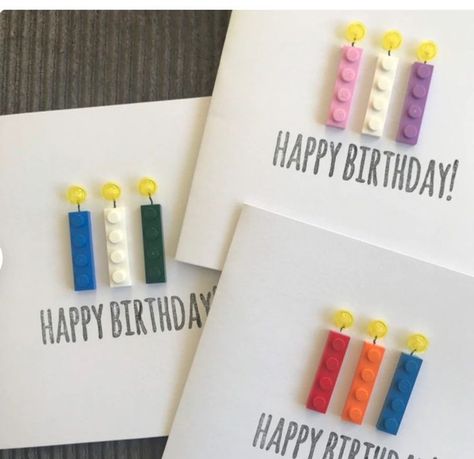 Lego Candle, Lego Birthday Cards, Lego Card, Colourful Candles, Birthday Candle Card, Lego Gifts, Lego Diy, Lego Lovers, Lego Activities