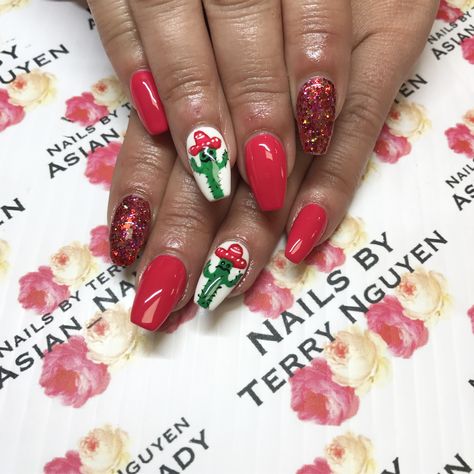 Cinco de Mayo nails 5 De Mayo Nail Ideas, Cinco De Mayo Nails Ideas, Winter Nails Tips, Nails 2023 Winter, Pottery Motifs, 2023 Winter Nails, Pastel Pottery, Cactus Nails, Winter Nails Ideas