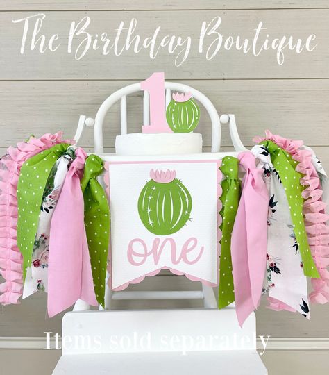 Cactus First Birthday, Cactus Cake Topper, Twin Birthday Themes, First Birthday High Chair Banner, First Birthday High Chair, Cactus Cake, Birthday High Chair, Pumpkin 1st Birthdays, Twin Birthday Parties