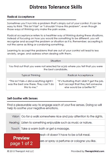 DBT Distress Tolerance Skills Preview Distress Tolerance Activities, Therapy Assessment, Dbt Skills Worksheets, Distress Tolerance Worksheets, Nursing Documentation, Distress Tolerance Skills, Therapeutic Interventions, Dbt Therapy, Distress Tolerance