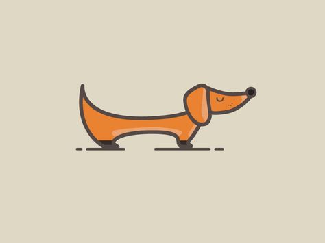 Mini Dachshund by Florin Diaconu #Design Popular #Dribbble #shots Tatoo Dog, Search Pinterest, Dachshund Tattoo, Dachshund Breed, Dachshund Funny, Dachshund Design, Clever Dog, Dachshund Art, 강아지 그림