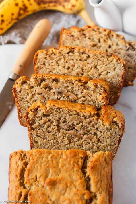 Eggless Banana Bread - Wholesome Patisserie Eggless Banana Bread Recipe, Eggless Banana Bread, Easy Slice, One Layer Cakes, Perfect Eggs, Easy Cupcakes, Slices Recipes, Banana Bread Recipe, Quick Breads