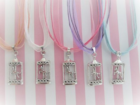 Carousel Necklaces, Carousel Party Favors, Carousel Horse Necklaces. by ByAdalynn on Etsy Horse Party Favors, Organza Jewelry, Carousel Party, Special Colors, Horse Party, Tarpon Springs, Carousel Horse, Horse Necklace, Merry Go Round