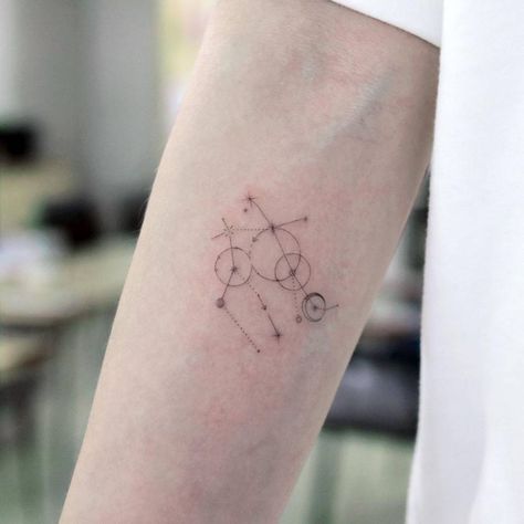 Fine line Gemini constellation tattoo on the inner Gemini Constellation Tattoo, Zodiac Constellation Tattoo, Constellation Tattoo Ideas, Gemini Sign Tattoo, Tattoo Gemini, Star Constellation Tattoo, Star Tattoos For Men, Gemini Zodiac Tattoos, Gemini Tattoo Designs