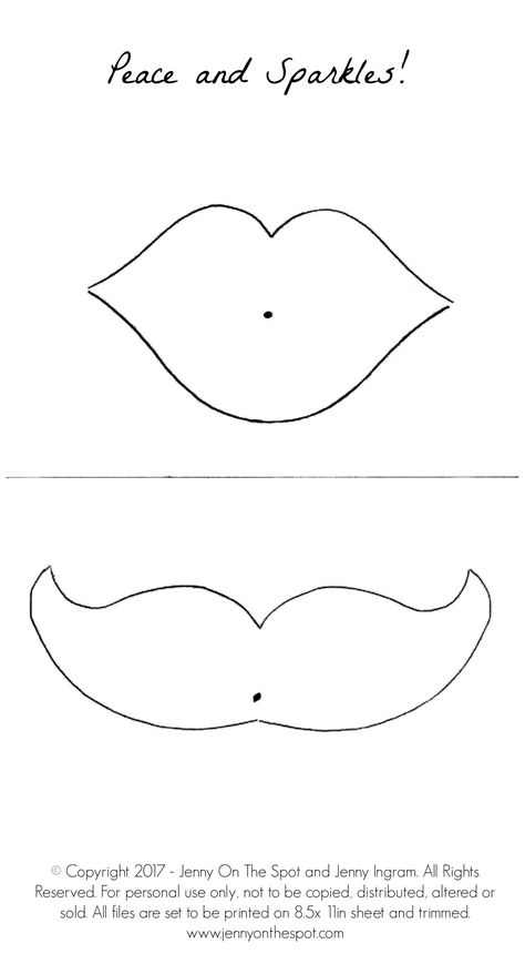 Free printable! Lips and mustache template for Valentines Day via @jennyonthespot Lollipop Valentines, Mustache Template, Easy Valentine Crafts, Class List, Printable Chart, Hand Crafts For Kids, Diy Lips, Winter Crafts For Kids, White Gel Pen