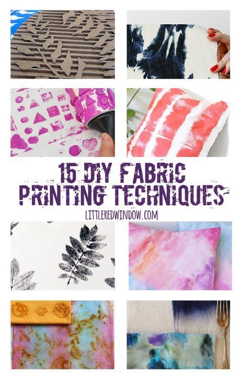 15 DIY Fabric Printing Techniques to try! littleredwindow.com Fabric Dyeing Techniques, Diy Techniques And Supplies, Fabric Painting Techniques, Watercolor Fabric, Diy Techniques, Gift Making, Fabric Stamping, Creative Freedom, 15 Diy