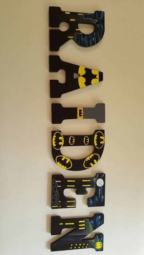 Batman letters Batman Nursery Baby Boy, Batman Bedroom Ideas Boys, Batman Room Ideas Boys, Batman Room Ideas, Batman Baby Room, Batman Kids Room, Batman Boys Room, Batman Letters, Batman Bedroom Decor