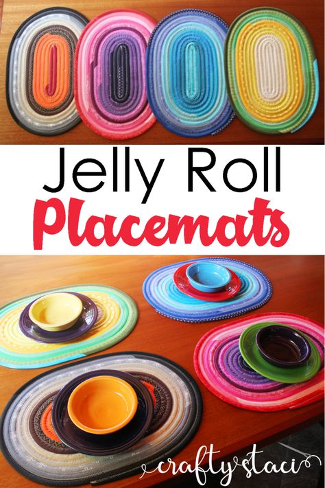 Jelly Roll Placemats, Jelly Roll Sewing, Jelly Roll Rug, Jelly Roll Projects, Jelly Roll Patterns, Rope Projects, Rug Tutorial, Jelly Roll Quilt Patterns, Place Mats Quilted