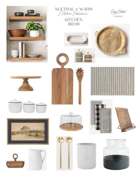 White And Wood Kitchen Accessories, White Kitchen Accessories Decor, Decor For All White Kitchen, White Kitchen Accessories Ideas, Studio Mcgee Kitchen Counter Styling, Boho Kitchen Accessories, Farmhouse Kitchen Accessories, Warm Up White Kitchen, Warming Up A White Kitchen