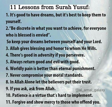 Lessons From Surah Yusuf, Lessons From Quran, Surah Yusuf Quotes, Lesson From Surah, Quran Knowledge, Deen Knowledge, Quran Lessons, Savage Tweets, Islam Journal