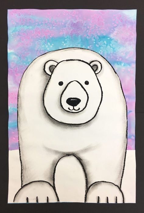 3rd Grade Art Lesson, Winter Art Lesson, Polar Bear Art, Animal Art Projects, Winter Art Projects, Polar Animals, 3rd Grade Art, Sketchbook Cover, Arctic Animals