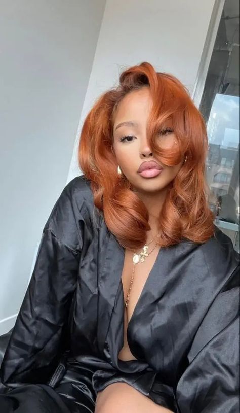 Ginger Hair Color: 36 Stunning Ideas to Help You Stand Out Ginger Hair Bob Black Women, Copper Short Hair On Black Women, Adore Ginger Hair Color, Light Ginger Hair Black Women, Ginger Hair Color Short, Dark Skin Ginger Hair, Ginger Bob Black Women, Ginger Hair Dark Skin, Black Ginger Hair