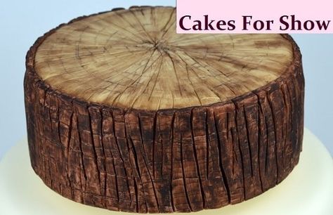 tree bark tree stump cake tutorial by Cakes for Show Fondant Tree, Birch Tree Cakes, Tree Stump Cake, Fondant Techniques, Woodland Cake, Log Cake, Wood Cake, Gateaux Cake, Tree Cakes