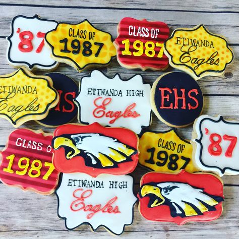 High school reunion cookies High School Reunion Cookies Decorated, Class Reunion Cookies Decorated, High School Reunion Cookies, Class Reunion Cookies, Class Reunion Cake, Class Reunion Planning, 10 Year Reunion, 59 Birthday, Cookie Making