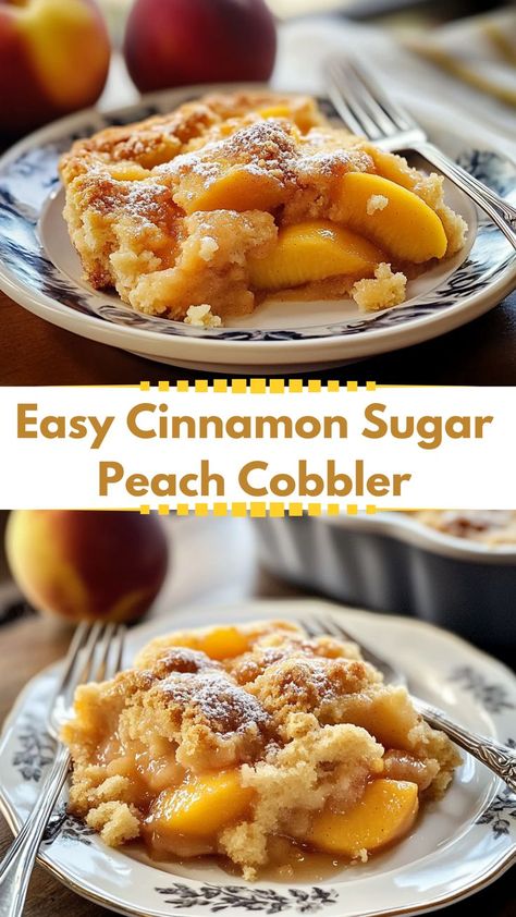 Add a touch of sweetness to your Friendsgiving dinner with this Easy Cinnamon Sugar Peach Cobbler. With juicy peaches and a sprinkle of cinnamon, this winter dessert is simple to prepare yet tastes indulgent. Perfect for cozy winter dinners, it’s a healthy option to balance out your holiday spread. If you’re looking for winter meals and desserts to impress guests, this cobbler is a must-try! Perfect for any occasion, it will become a go-to for your winter treat ideas. Winter Treat Ideas, Healthy Winter Desserts, Can Peaches Recipes, Quick Peach Cobbler, Can Peach Cobbler, Desserts To Impress, Cobbler Dump Cake, Crockpot Peach Cobbler, Winter Desserts Easy