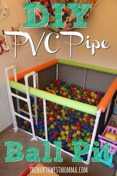 Diy Ball Pit, Perlengkapan Bayi Diy, Pvc Projects, Pvc Pipes, Pool Noodles, Baby Diy, Toy Rooms, Ball Pit, Cable Ties