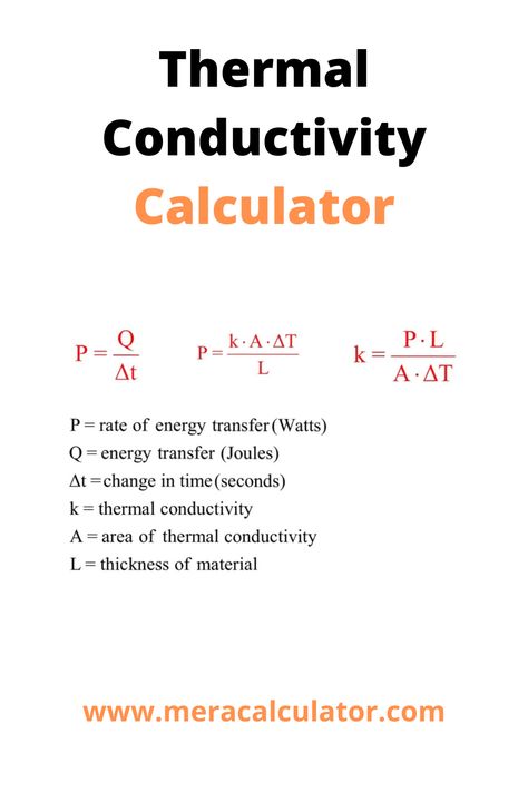 Thermal conductivity, k, refers to the property of a material's ability to conduct heat. The SI unit of Thermal Conductivity is measured in watts per meter kelvin (W/ (m*K)). #physicsformual #physics #eudcation #physicscalculators #freeeducation #calcualtor Thermal Physics, Chemistry Education, Concept Map, Free Education, M K, Design Principles, Engineering Design, Hd Images, Calculator