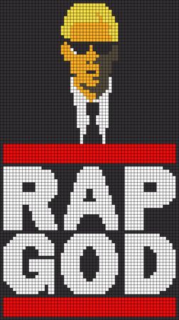 Alpha pattern #144264 | BraceletBook Rap Pixel Art, Eminem Perler Beads, Eminem Tapestry, Pixel Art Album Cover, Alpha Graph, Alpha Crochet, Crocheted Food, Eminem Albums, Hip Hop Logo