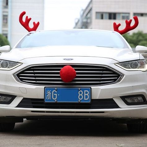 Christmas Car Decoration Big Antlers - Horn Costume, Christmas Car Decorations, Car Costume, Horns Costume, Xmas Reindeer, Reindeer Noses, Reindeer Costume, Antlers Decor, Battery Powered Light