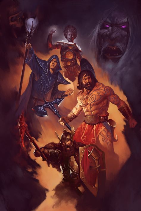 Adventuring Party, Fantasy Adventurer, Adventure Party, Dungeons And Dragons Art, Dungeons And Dragons Classes, Pathfinder Rpg, Creature Artwork, One D, Fantasy Collection