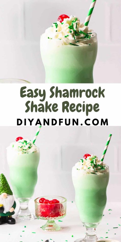 Easy Shamrock Shake Recipe, a favorite minty milkshake treat especially during the St. Patrick's day time of the year. St Patricks Food, Shamrock Shakes, Shamrock Shake Recipe, Most Pinned Recipes, Nutrition Drinks & Shakes, Shamrock Shake, Milkshake Recipes, Day Time, Shake Recipes