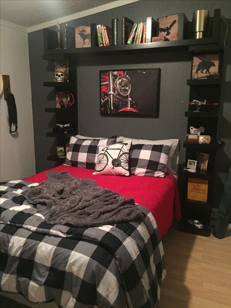 Austin's finished room Bedroom Ideas Guys, Young Mans Bedroom, Teenager Bedroom Boy, Teenage Boy Room, Boy Bedroom Design, Mens Bedroom, Boys Bedroom Decor, Small Room Design, Teenage Bedroom