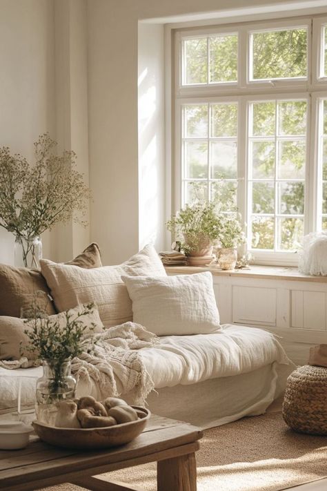 Embrace the cottagecore trend in your living room with floral prints, vintage furniture, and soft pastel colors. Layer soft textures like wool, linen, and cotton for a cozy, lived-in feel. Add a fireplace or wood stove for a true countryside aesthetic. 🛋🌸 Living Room Inspiration Cottage Core, Soft Cottage Core Aesthetic, Soft Cottagecore Aesthetic, Cottagecore Living Room, Dream Condo, Cottage Forest, Soft Cottagecore, Countryside Aesthetic, Cottagecore Living