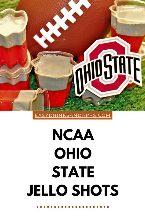 NCAA College Football OHIO STATE BUCKEYES JELLO SHOTS Ohio State Jello Shots, Football Party Snacks, Tailgate Drinks, Football Drink, Ohio State Vs Michigan, Ohio Stadium, Crush It, Easy Drinks, Jello Shots