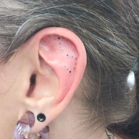 Scorpion Tattoo Back, Scorpio Sign Tattoos, Scorpio Constellation Tattoo, Tattoo Scorpio, Tattoo Ear, Scorpio Constellation Tattoos, Scorpio Zodiac Tattoos, Inside Ear, Scorpio Constellation