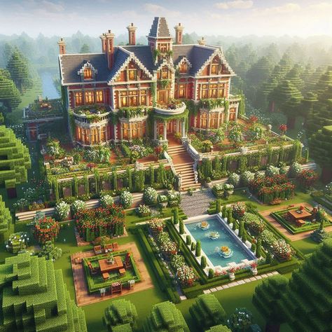 Castle Aesthetic Minecraft, Minecraft Home Entrance, Minecraft Estate House, Bridgerton Minecraft, Victorian Style Minecraft House, Minecraft Stone House Ideas, Big Minecraft Houses Blueprints, Impressive Minecraft Builds, Minecraft Royal Garden