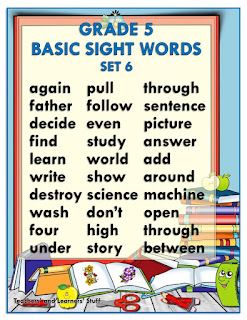 BASIC SIGHT WORDS (Grade 5) Free Download - DepEd Click 5th Grade Sight Words, Grade 5 English, Tongue Twisters For Kids, Classroom Bulletin Boards Elementary, Reading Fluency Passages, Basic Sight Words, Fluency Passages, Subject Verb Agreement, Sight Words List