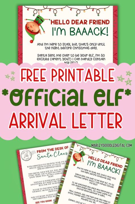 Make your Elf on the Shelf’s arrival extra special with these 4 free printable Elf arrival letters! Whether it’s the elf’s first time or a fun return visit, these letters include one from the desk of Santa. Perfect for adding some holiday magic, these printables are easy to use and great for classrooms or home. Download your free Elf on the Shelf arrival letters today! Elf Arrival Ideas First Time, Elf Special Delivery Printable, Elf On Shelf Arrival Ideas First Time Letter, Elf On A Shelf Arrival Ideas Free Printable, Elf On The Shelf Back Letter, Elf On A Shelf First Arrival, Elf On The Shelf Letter Template, Printable Elf On The Shelf Letter, Elf On The Shelf Arrival Letter Free Printable