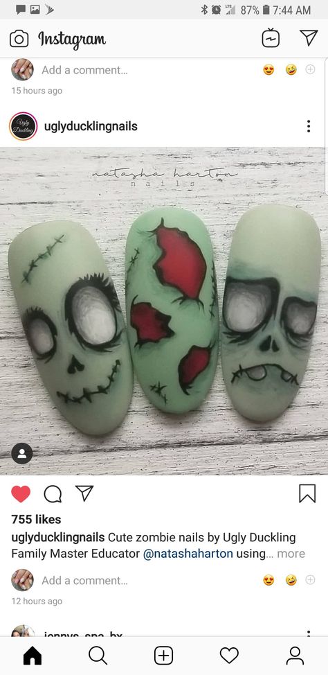 Zombie Nails Halloween, Halloween Horror Nails, Slime Nails, Zombie Nails, Horror Nails, Holloween Nails, Art Deco Nails, Festive Nail Art, Cute Halloween Nails