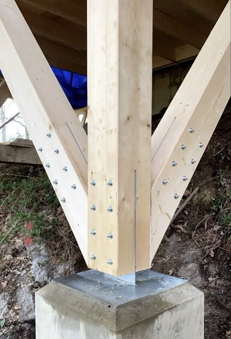 Timber Connections, Folding Structure, Timber Posts, Earth House, Outdoor Bath, Timber Beams, Recycling Center, Wood Joints, Earth Homes